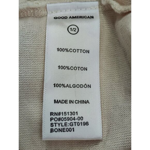 Good American Women's Bone Garment Dye Long Sleeve Crew Tee Size 1/2 - Picture 6 of 10